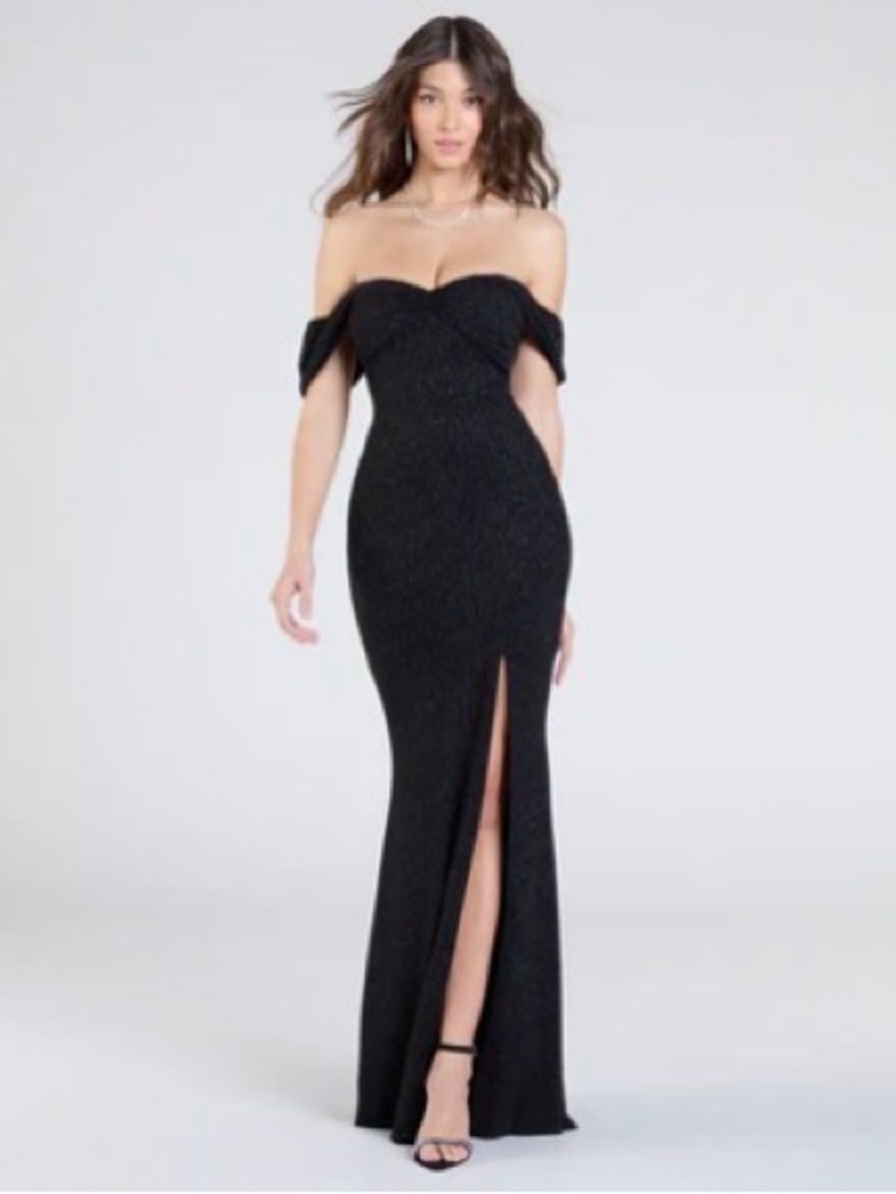 Windsor Strapless Black Gown with Front Slit